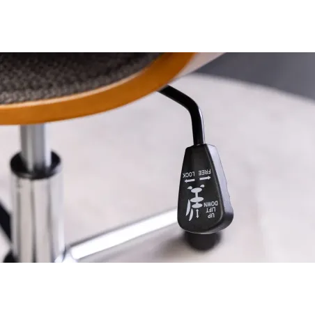 Chaise de bureau MANHATTAN pivotante en tissu gris et bois de noyer 44–54 cm