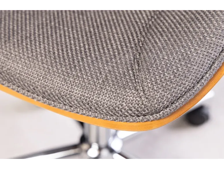 Chaise de bureau MANHATTAN pivotante en tissu gris et bois de noyer 44–54 cm