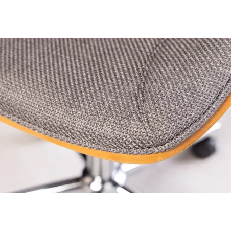 Chaise de bureau MANHATTAN pivotante en tissu gris et bois de noyer 44–54 cm
