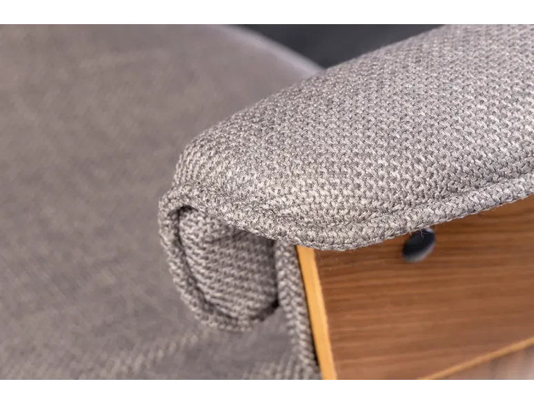 Chaise de bureau MANHATTAN pivotante en tissu gris et bois de noyer 44–54 cm