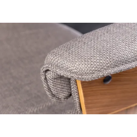 Chaise de bureau MANHATTAN pivotante en tissu gris et bois de noyer 44–54 cm