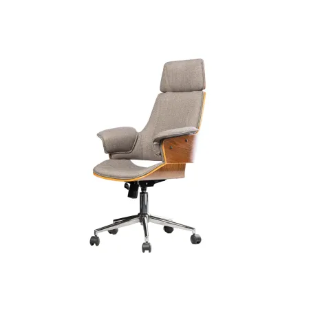 Chaise de bureau MANHATTAN pivotante en tissu gris et bois de noyer 44–54 cm