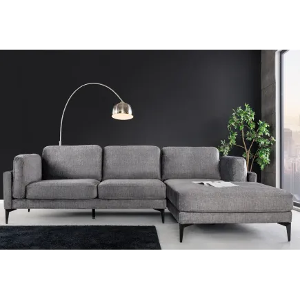 Canapé d'angle en velours moderne 295 cm avec pouf droit – MANHATTAN 2
