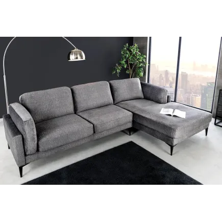 Canapé d'angle en velours moderne 295 cm avec pouf droit – MANHATTAN