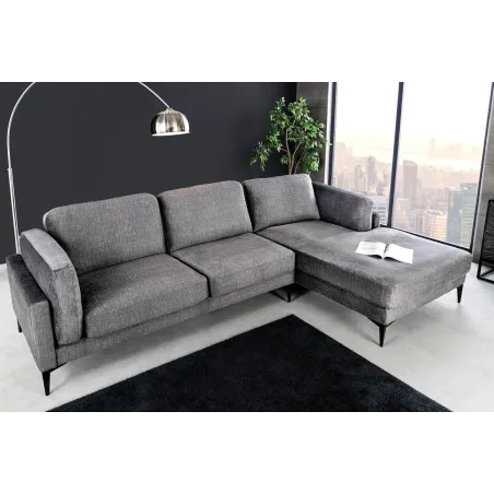 Canapé d'angle en velours moderne 295 cm avec pouf droit – MANHATTAN