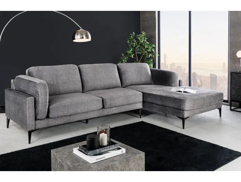 Canapé d'angle velours moderne 295 cm avec pouf – MANHATTAN