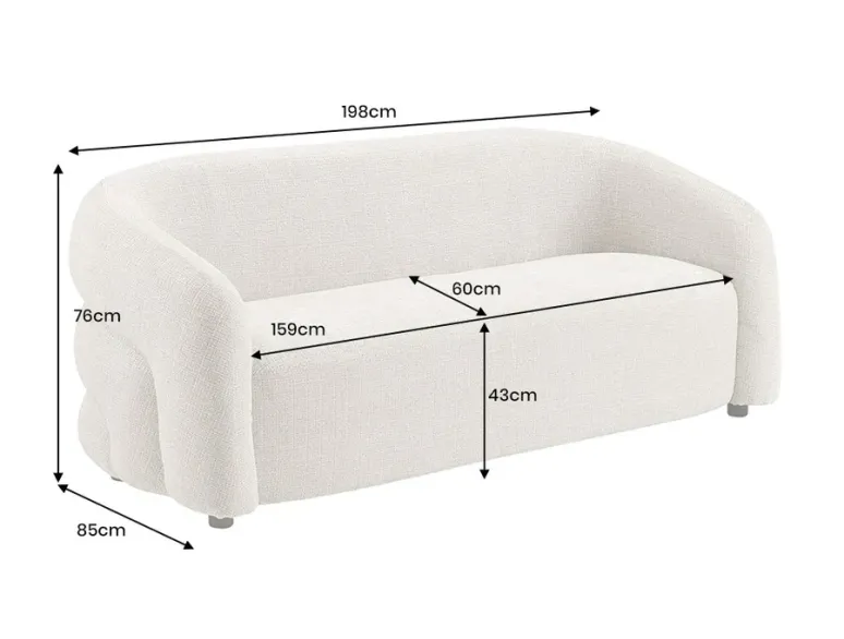 Canapé 3 places chenille moderne 200 cm | Décozzia