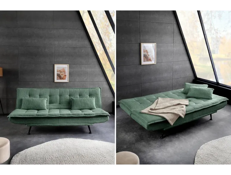 Canapé-lit velours tricoté moderne 195 cm 3 places – JAZZ