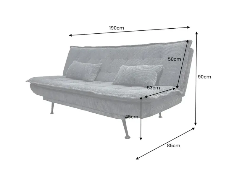 Canapé-lit velours tricoté moderne 195 cm 3 places – JAZZ