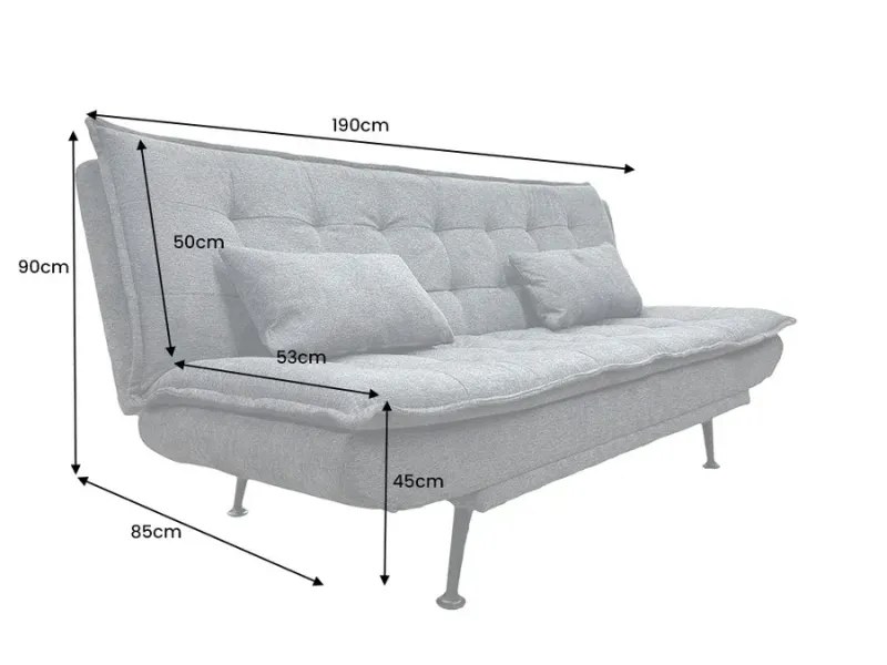 Canapé-lit tissu texturé moderne 195 cm 3 places – JAZZ