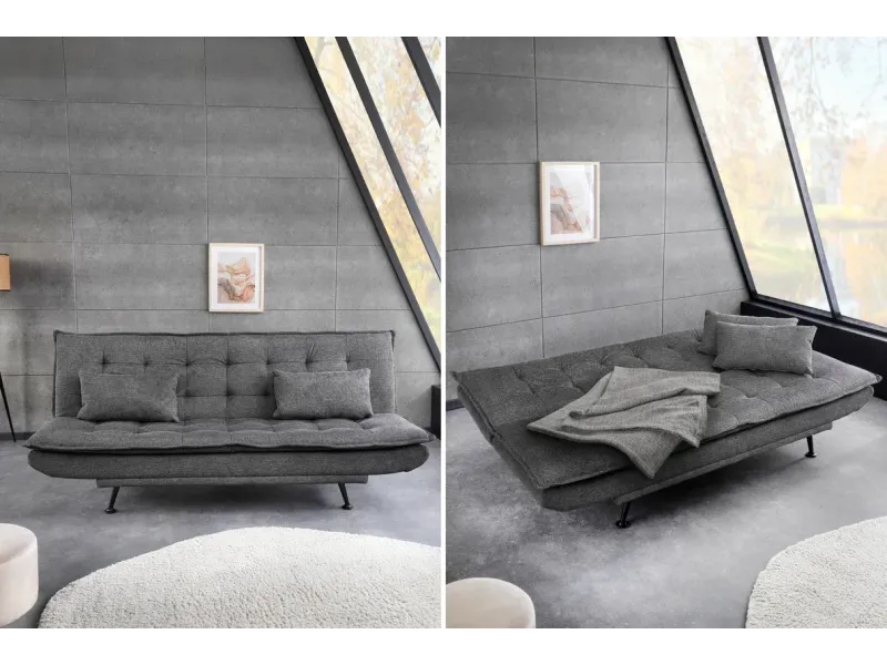 Canapé-lit tissu texturé moderne 195 cm 3 places – JAZZ