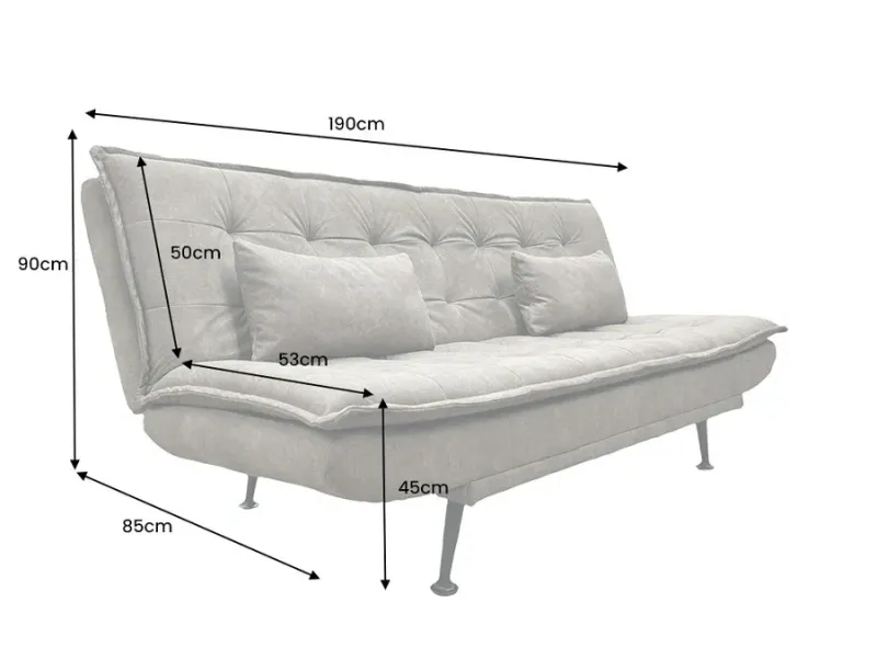Canapé-lit microfibre taupe moderne 195 cm 3 places – JAZZ