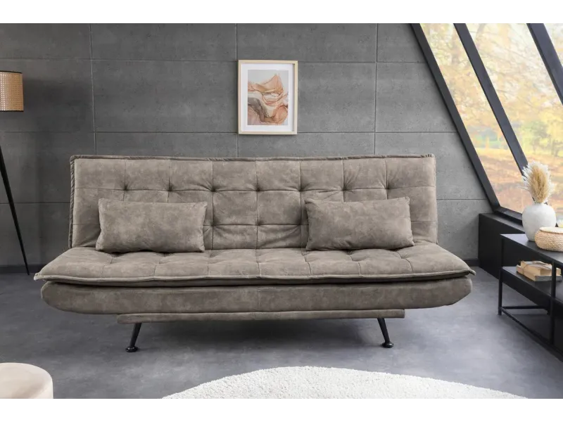 Canapé-lit microfibre taupe moderne 195 cm 3 places – JAZZ