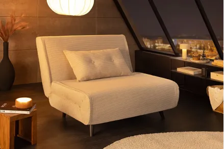 Fauteuil-lit compact velours côtelé 100 cm – Sans accoudoirs | Decozzia 2