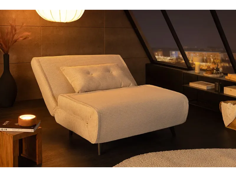 Fauteuil-lit SMART compact 100 cm – Velours côtelé, sans accoudoirs