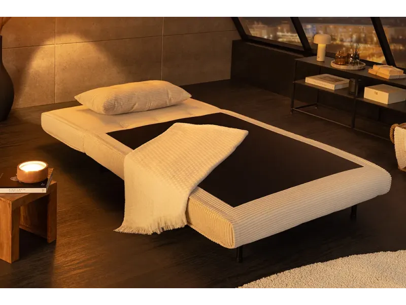 Fauteuil-lit SMART compact 100 cm – Velours côtelé, sans accoudoirs