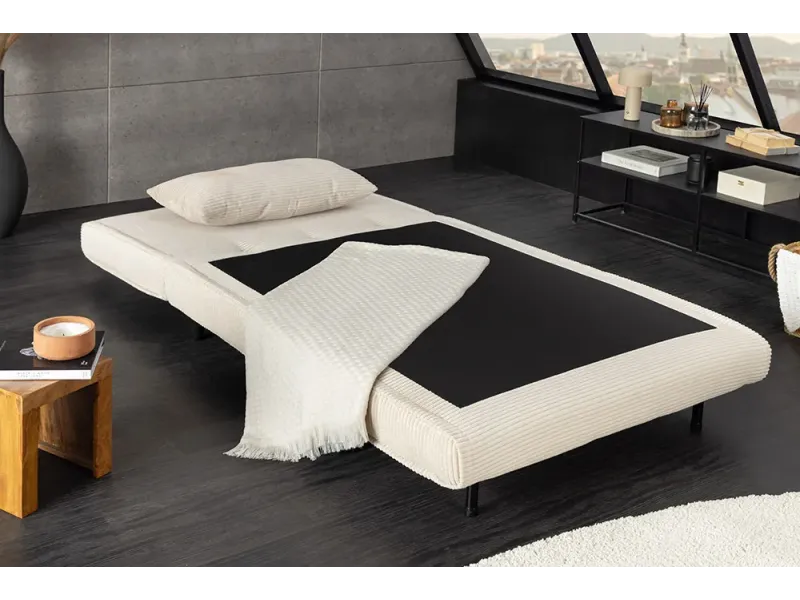 Fauteuil-lit SMART compact 100 cm – Velours côtelé, sans accoudoirs