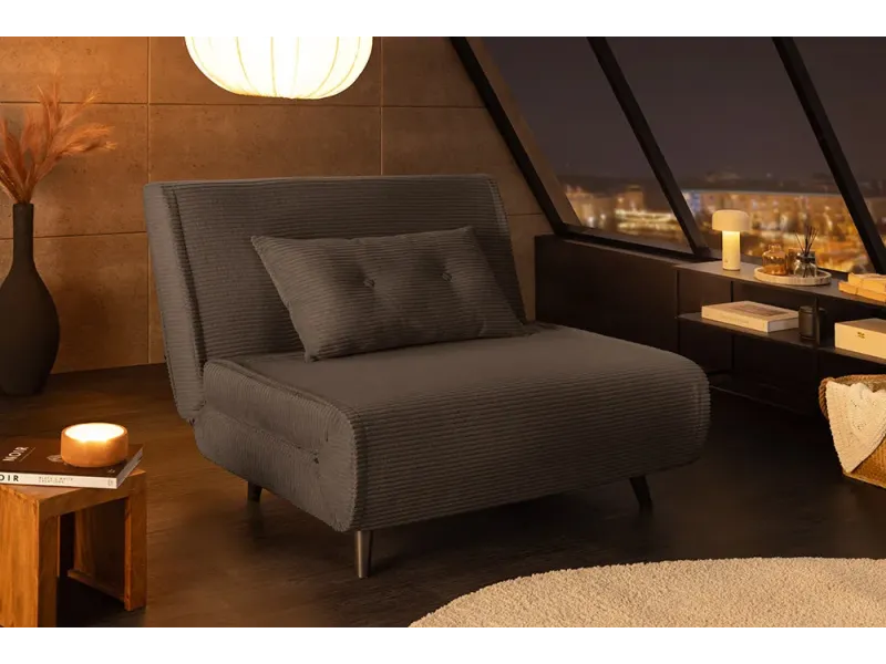 Fauteuil-lit SMART compact 100 cm – Velours côtelé, sans accoudoirs