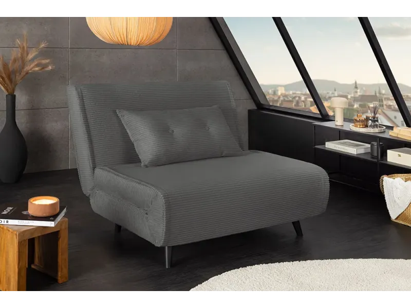 Fauteuil-lit SMART compact 100 cm – Velours côtelé, sans accoudoirs