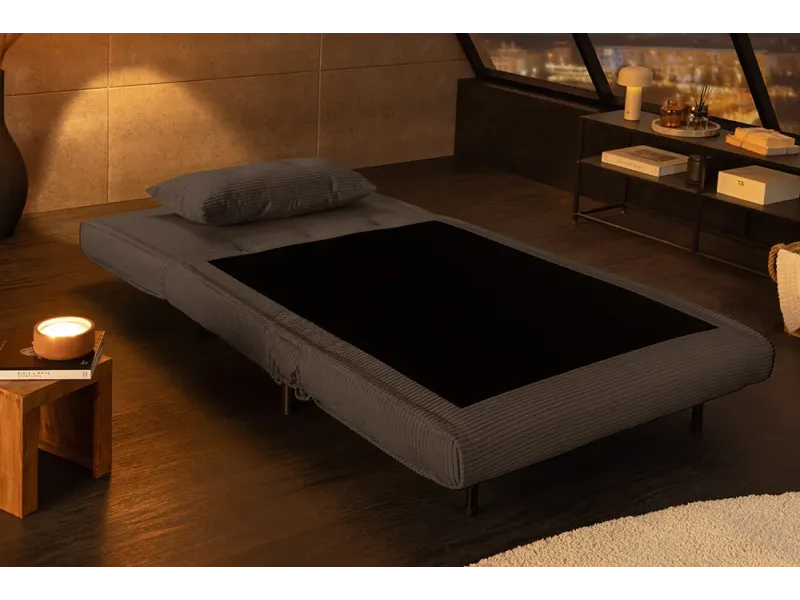 Fauteuil-lit SMART compact 100 cm – Velours côtelé, sans accoudoirs