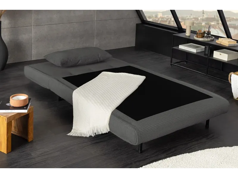 Fauteuil-lit compact velours côtelé 100 cm – Sans accoudoirs | Decozzia