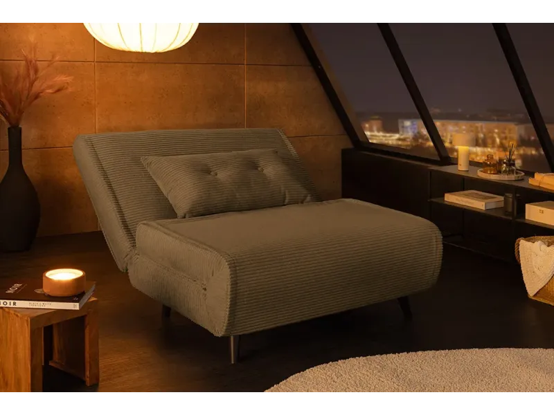 Fauteuil-lit SMART compact 100 cm – Velours côtelé, sans accoudoirs