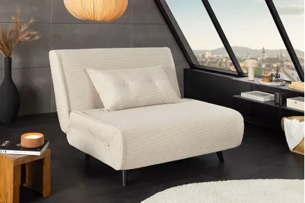 Fauteuil-lit compact velours côtelé 100 cm – Sans accoudoirs | Decozzia