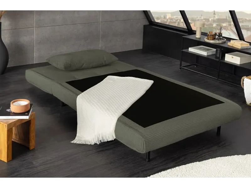 Fauteuil-lit SMART compact 100 cm – Velours côtelé, sans accoudoirs