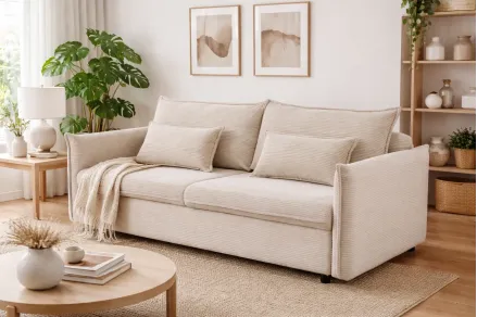 Canapé-lit en velours côtelé moderne 3 places 215 cm