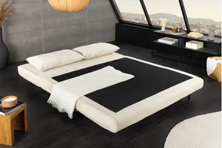 Canapé-lit velours côtelé 140 cm – Sans accoudoirs, petit espace | Decozzia 2