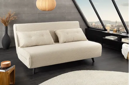 Canapé-lit velours côtelé 140 cm – Sans accoudoirs, petit espace | Decozzia
