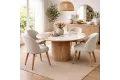 Table à manger ronde ATHÈNES Ø140 cm en céramique blanche et bois brun