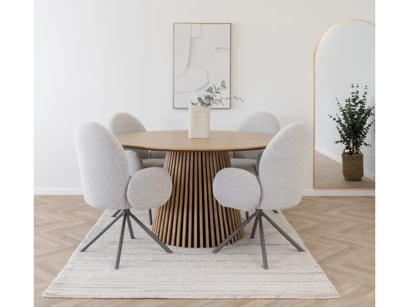 Table ronde bois Ø140 cm OSAKA – table à manger ronde chêne naturel