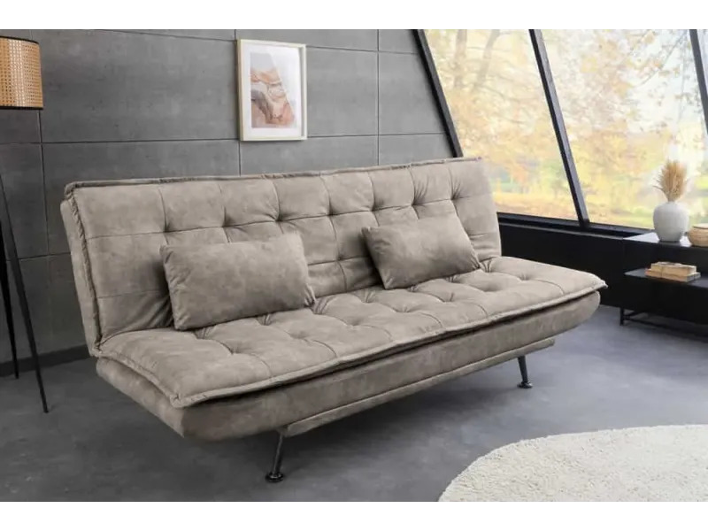 Canapé-lit microfibre taupe moderne 195 cm 3 places – JAZZ