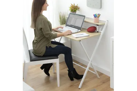Bureau Pliable avec Étagère Intégrée — Sans Montage | Decozzia