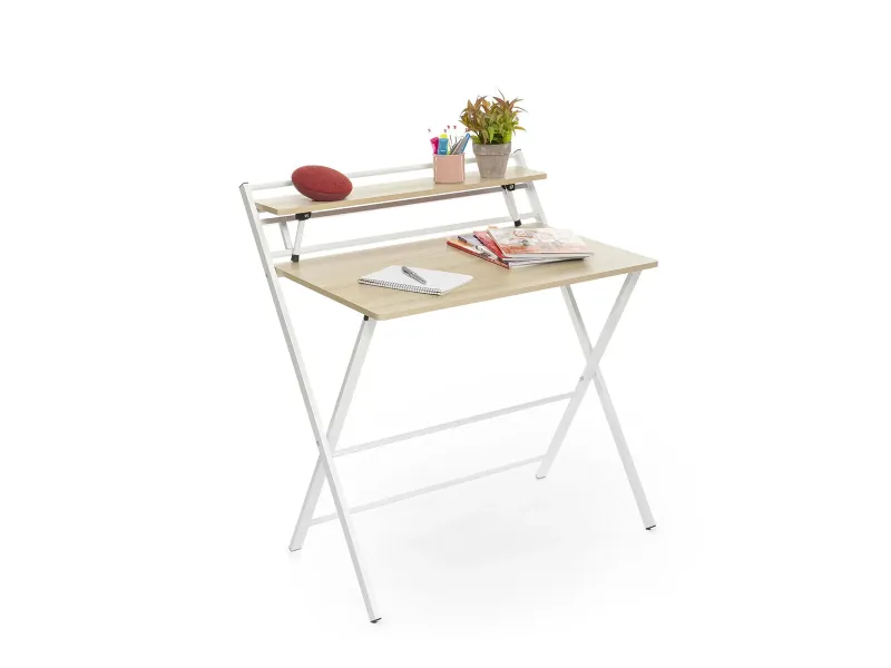 Bureau Pliable avec Étagère Intégrée — Sans Montage | Decozzia