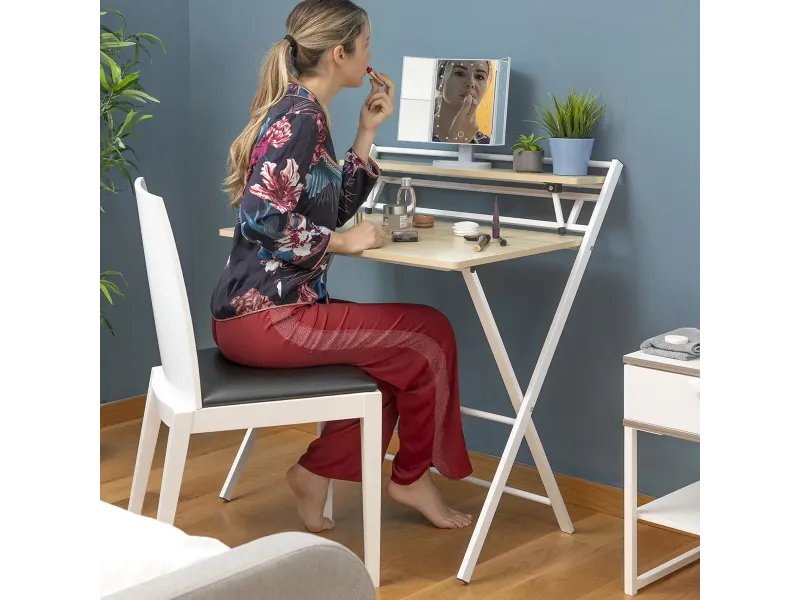 Bureau Pliable avec Étagère Intégrée — Sans Montage | Decozzia