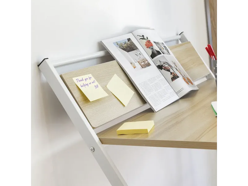 Bureau Pliable avec Étagère Intégrée — Sans Montage | Decozzia
