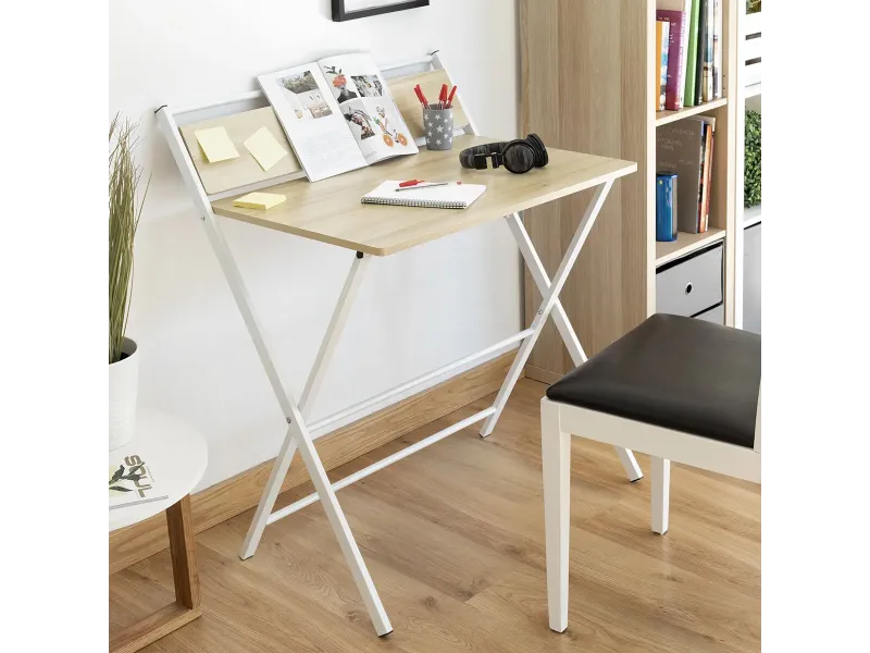 Bureau pliable avec étagère — se range en 3 cm, aucun montage requis