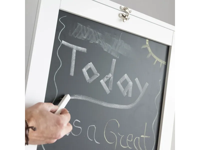 Bureau Mural Rabattable avec Ardoise et Liège – Blanc | Decozzia
