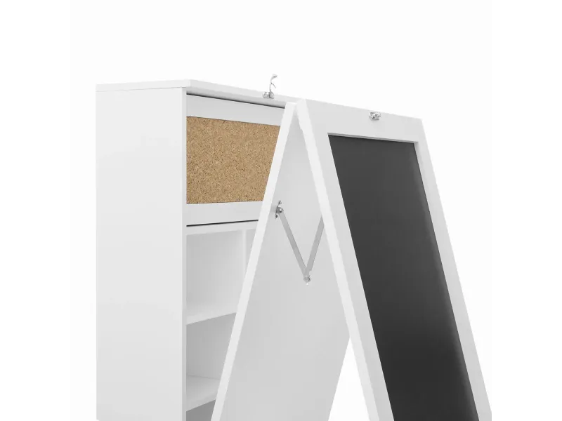 Bureau Mural Rabattable avec Ardoise et Liège – Blanc | Decozzia