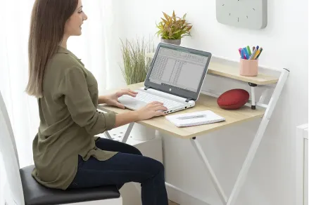 Bureau pliable avec étagère — se range en 3 cm, aucun montage requis