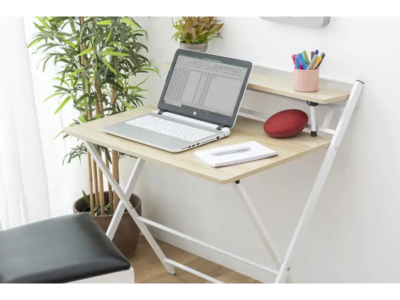 Bureau pliable avec étagère — se range en 3 cm, aucun montage requis