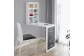Bureau mural rabattable blanc — ardoise, liège et étagères intégrées