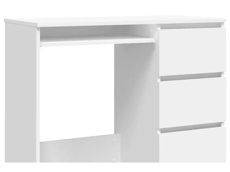 Bureau petit espace blanc 90 cm avec rangement | Bureau gain de place – Decozzia
