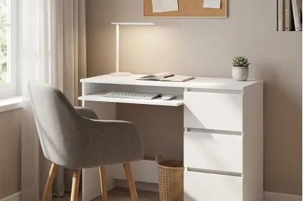 Bureau Blanc 90x45x76 cm Aggloméré