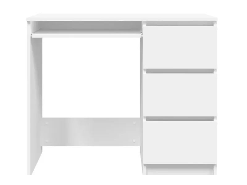 Bureau petit espace blanc 90 cm avec rangement | Bureau gain de place – Decozzia