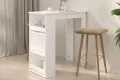 Table de bar avec rangement Blanc 102x50x103,5 cm Aggloméré