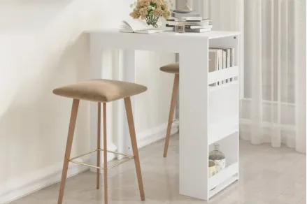 Table de bar avec rangement Blanc 102x50x103,5 cm Aggloméré 2