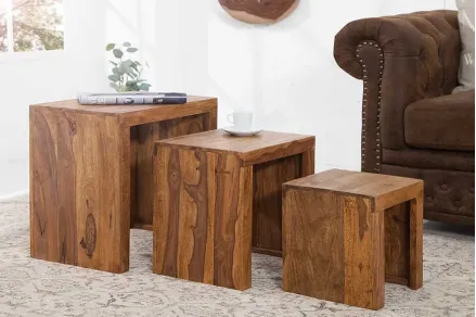 Table d'appoint gigogne en bois massif 2